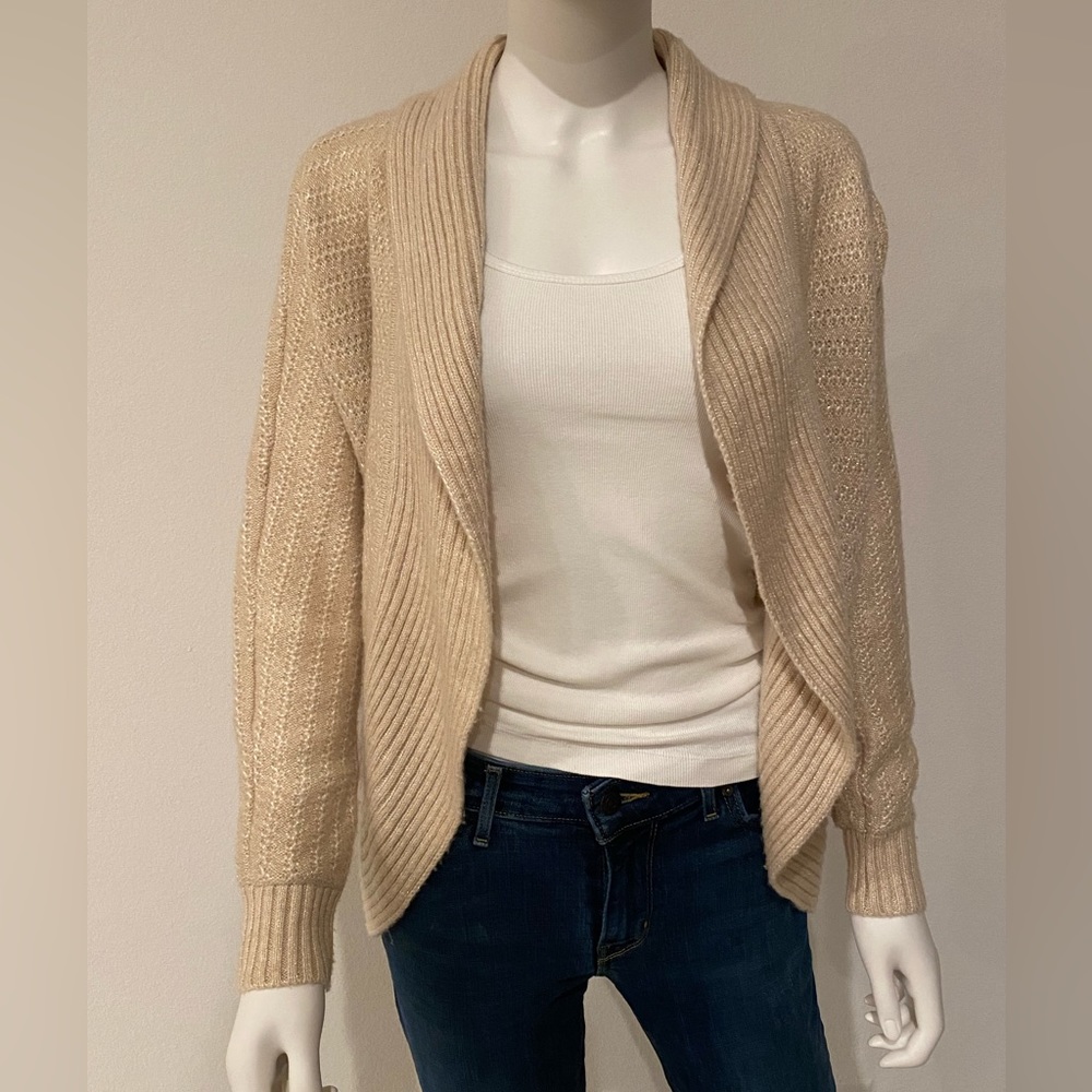 WHBM Knit Dolman Sweater, Beige with Gold Flecks, Women's Size S